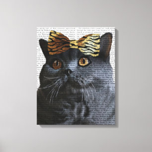 Toile Chat gris avec l'arc de léopard