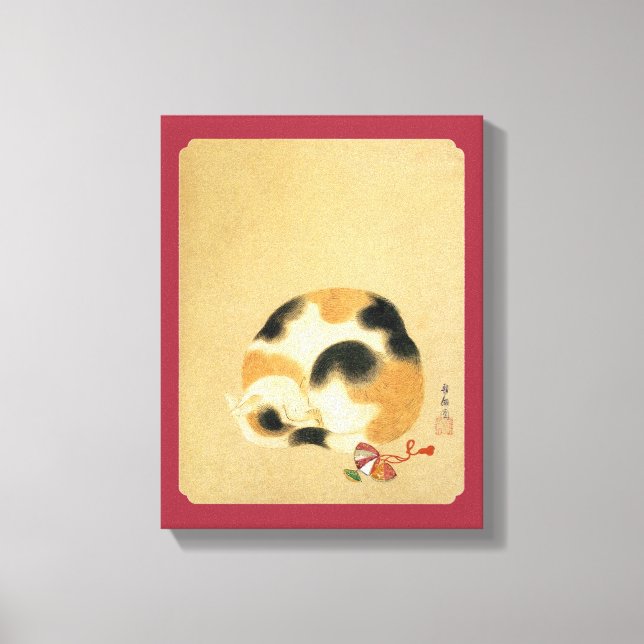 Toile Chat japonais Calico, Hanabusa Itchō (Recto)