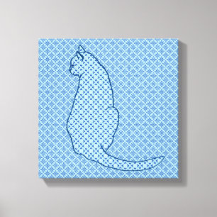 Toile Chat japonais - Kimono bleu