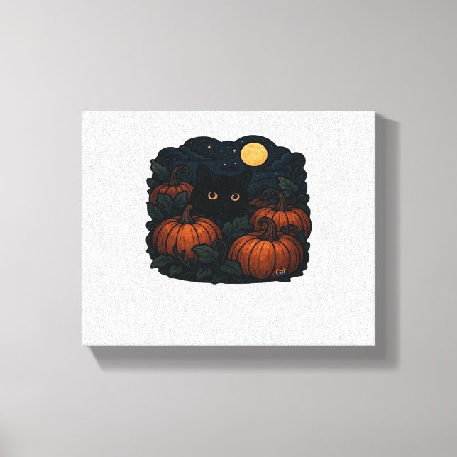 Toile Chat noir dans le T-shirt classique Patch (Recto)