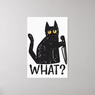 Toile Chat Noir Quel Couteau Drôle animal meurtrier d'Ha