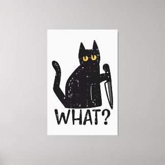 Toile Chat Noir Quel Couteau Drôle animal meurtrier d'Ha