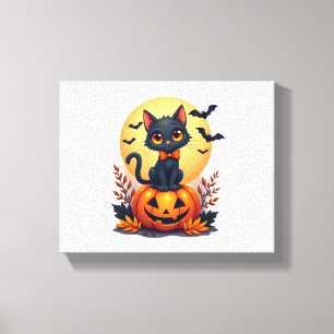 Toile Chat noir rétro Citrouille Halloween Costume Autom