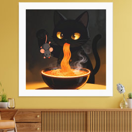 Toile Chat Obsidienne & Souris Audacieuse – Fête de Rame