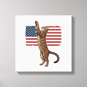Toile Chat patriotique Drapeau américain Design vectorie