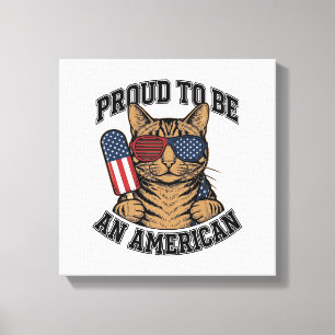 Toile Chat patriotique fier d'être américain vecteur vin