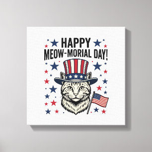 Toile Chat Patriotique Meow-Morial Day Design Vector Vin