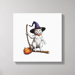 Toile Chat Sorcier Halloween Sorcière Mystique Amoureux