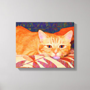 Toile Chat tigré orange mignon drôle