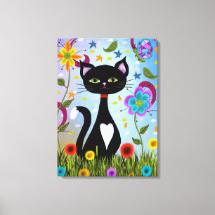 Toile Chat Tuxedo Noir Et Blanc Dans Un Jardin