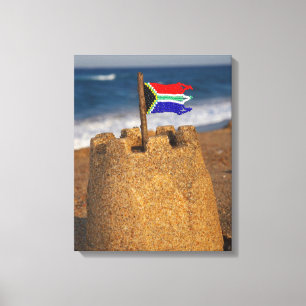 Toile Château de Sable Avec Drapeau Sud-Africain, Umhlan