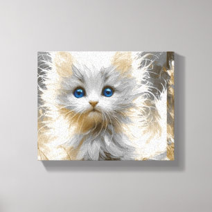 Toile Chaton blanc précieux