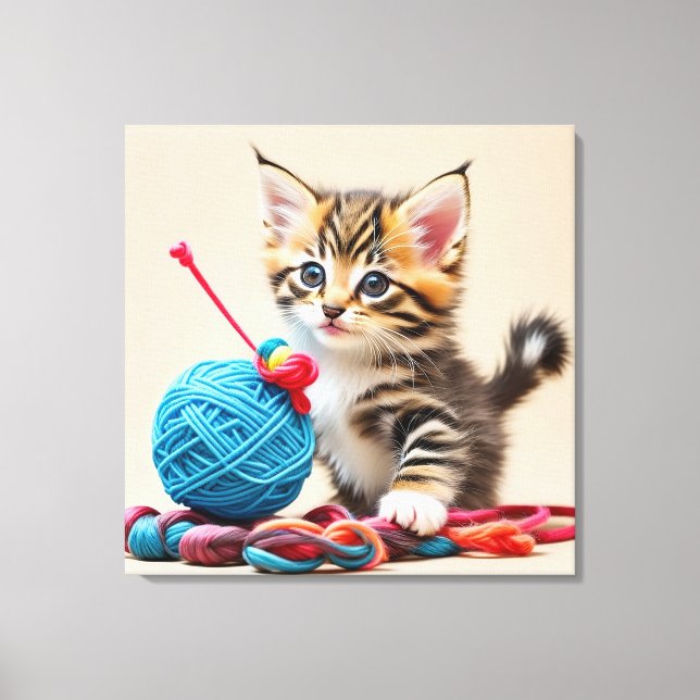 Toile Chaton jouant avec une balle de fil (Recto)