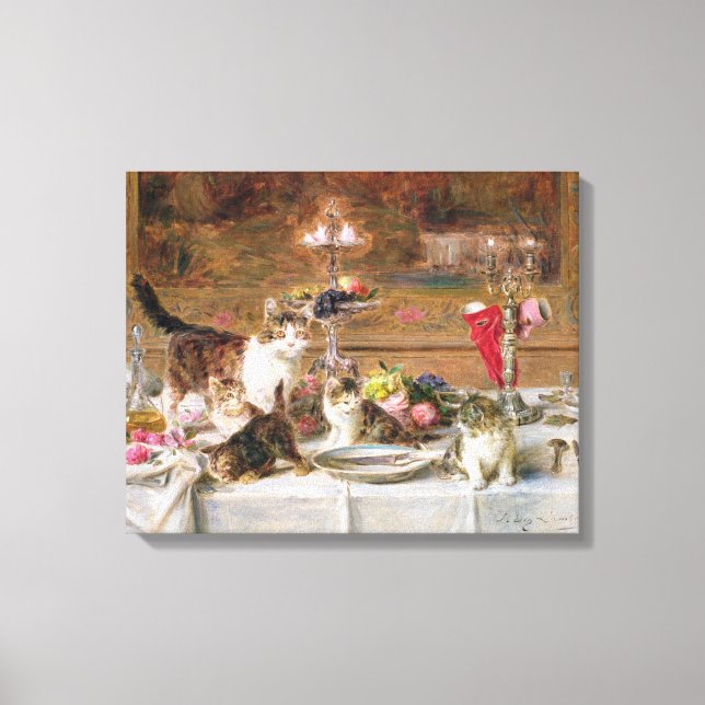 Toile Chatons à un banquet, 19ème siècle (Recto)