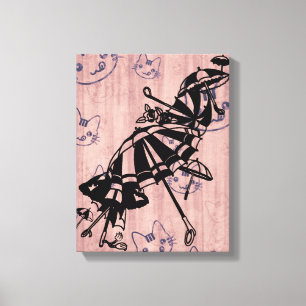 Toile Chats Façades Parasols Parasols Dessin d'art d'enc