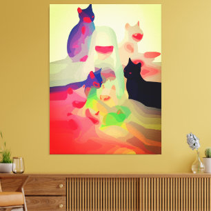 Toile Chats mystiques et esprits – Art abstrait et vibra