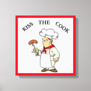 TOILE CHEF "KISS THE COOK"