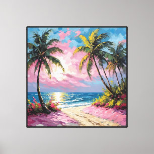Toile Chemin de la plage au coucher du soleil tropical a
