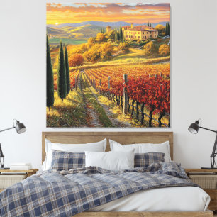 Toile Chemin du vignoble d'or - Toscane Premium Canvas