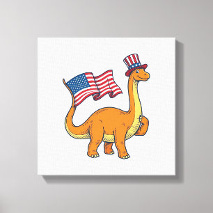 Toile Chemise avec gravure vintage du drapeau de dinosau