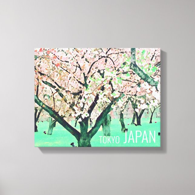 Toile Cherry Blossom Tokyo imprimé voyage Japon (Recto)