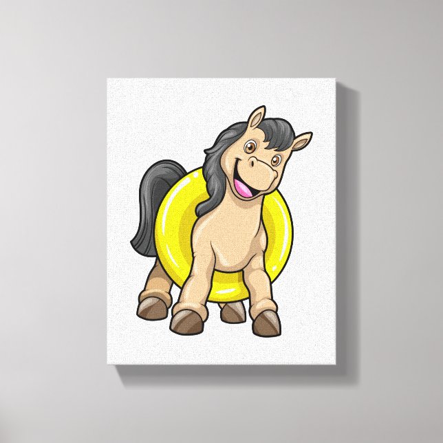 Toile Cheval à la plage avec anneau de natation (Recto)