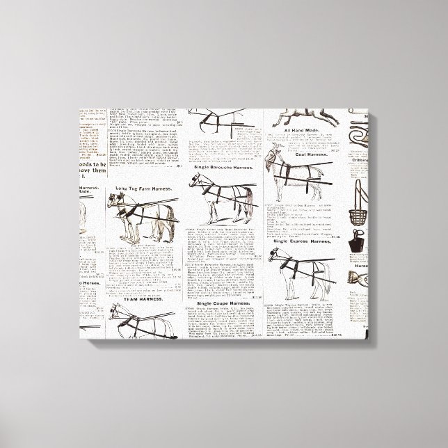 Toile Cheval Antique Publicité Journal Art (Recto)