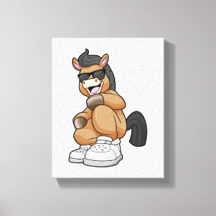 Toile Cheval avec de grandes chaussures