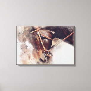 TOILE CHEVAL AVEC LE HARNAIS. ILLUSTRATION BROWN DE TÊT