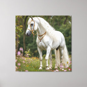 Toile Cheval blanc à la crinière flottante