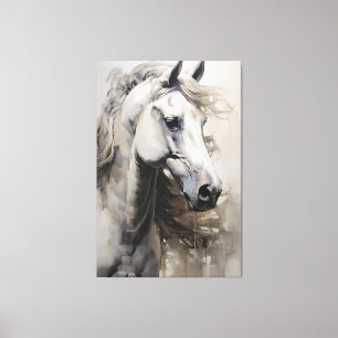 Toile Cheval blanc monochrome   Grande peinture murale