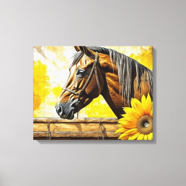 Toile Cheval et Tournesol Belle AI Art (Recto)