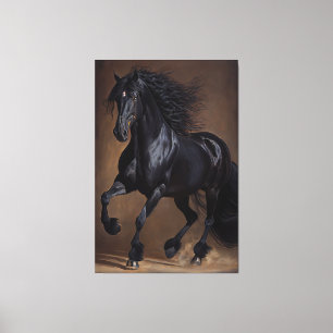 Toile Cheval friésien - Peinture à l'huile