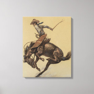 Toile “Cheval qui rue” Art western par Will James