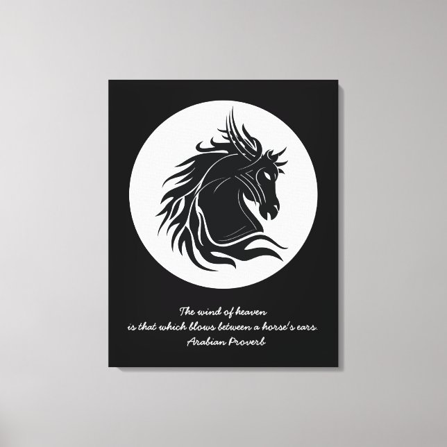 Toile Cheval tribal noir et blanc (Recto)