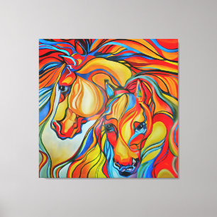 Toile Chevaux colorés Art Abstrait
