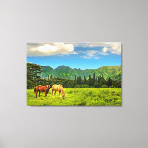 Toile Chevaux hawaïens, Hokulei Peak, Kauai, Hawaii