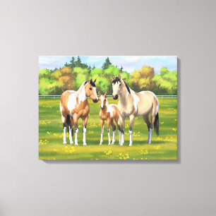 Toile Chevaux Poulet Poulet Poulet À Peinture En Pâturag