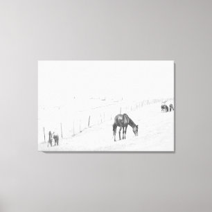 Toile Chevaux sauvages ruraux noirs et blancs monochrome