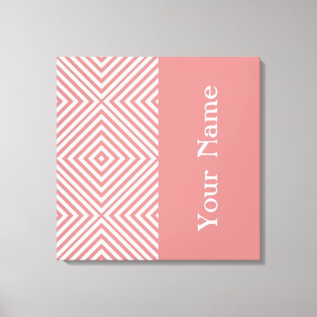 Toile Chevron de diamant rose avec nom @ Emporiomoffa (Recto)