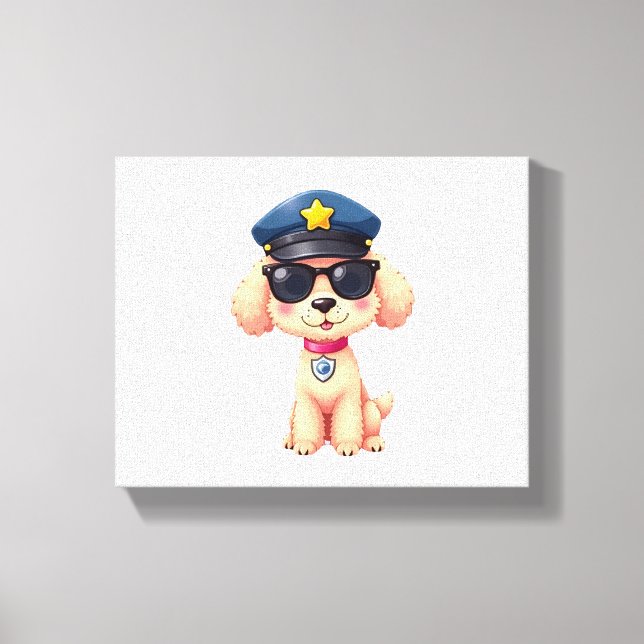 Toile Chibi Anime Police Poodle Chien (Recto)