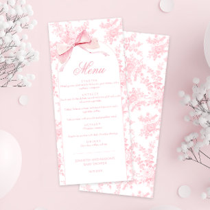 Toile Chic Floral Boho Arch Bow Baby Girl Dusche Menükarte