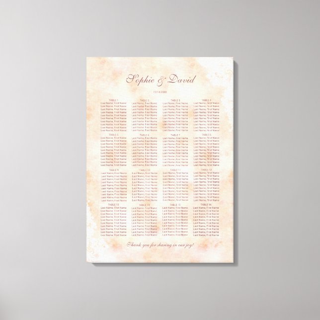 Toile Chic Rose vieil Mariage papier  tableau de siège (Recto)