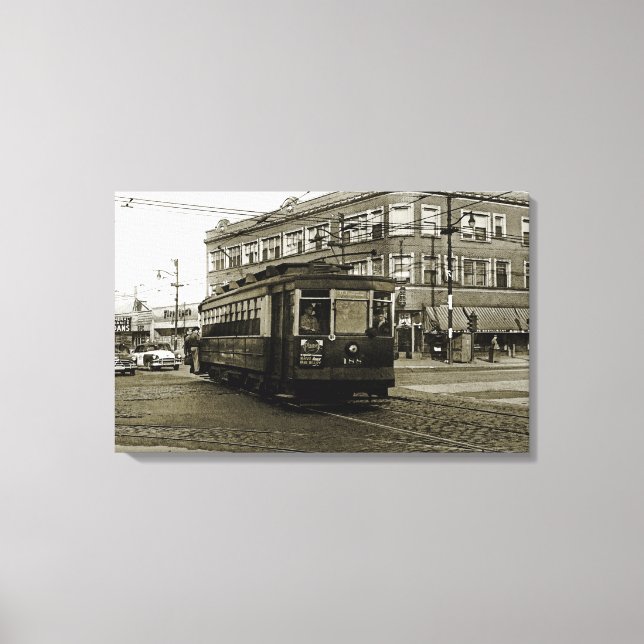 TOILE CHICAGO 63E ET OCCIDENTALE 1952 TROLLEY ART SEPIA (Recto)