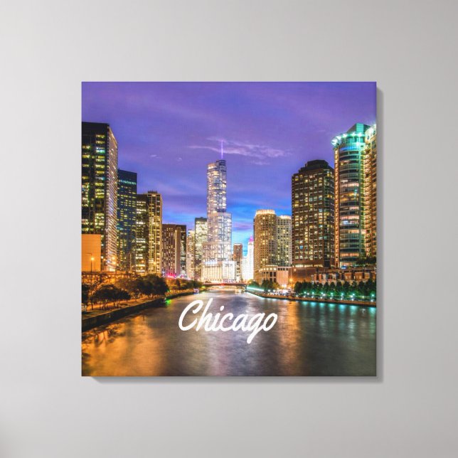 Toile Chicago Illinois City La Nuit (Recto)