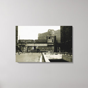 TOILE CHICAGO MERCHANDISE MART TROLLEY TRAIN COULEUR D'E