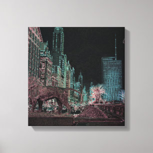 TOILE CHICAGO MICHIGAN AVENUE @ ART MUSEUM 1967 NEON