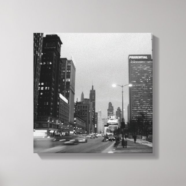 Toile Chicago Michigan Avenue @ Night 1967 Photo (Recto)