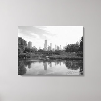Toile Chicago Skyline Grande photo noir et blanc