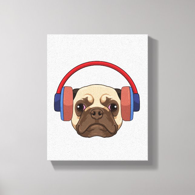 Toile Chien à la musique avec casque (Recto)